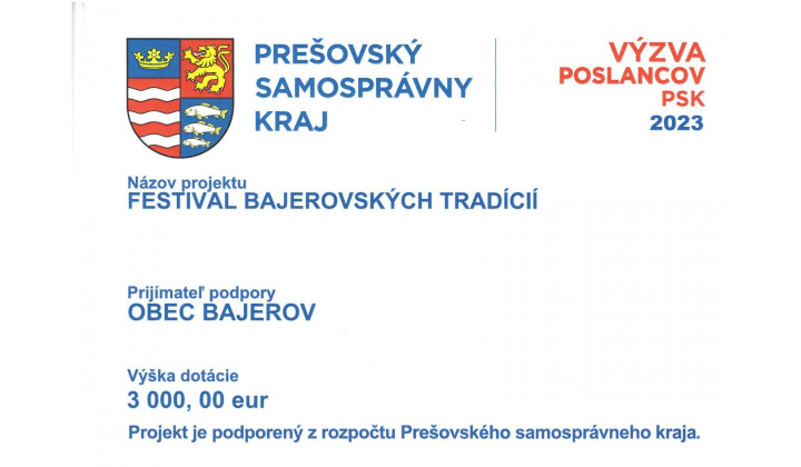 Podpora z PSK pre Festival bajerovských tradícií 18.6.2023